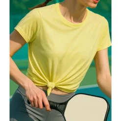 US Open Women's Solid Colored Tennis Tee Short Sleeve Split Quick Dry Breathable Tennis Pickleball Yoga Round Neck Top Yellow Pink Blue Tennis Clothing