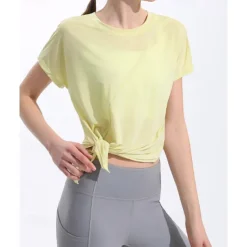 US Open Women's Solid Colored Tennis Tee Short Sleeve Split Quick Dry Breathable Tennis Pickleball Yoga Round Neck Top Yellow Pink Blue Tennis Clothing