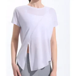 US Open Women's Solid Colored Tennis Tee Short Sleeve Split Quick Dry Breathable Tennis Pickleball Yoga Round Neck Top Yellow Pink Blue Tennis Clothing