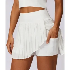 US Open Women's Solid Colored Tennis Skirts Tennis Skirts with Shorts Pleated Side Split Quick Dry Tennis Golf Pickleball Bottoms Black White Blue Tennis Clothing