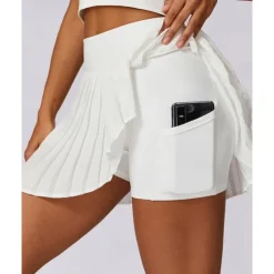 US Open Women's Solid Colored Tennis Skirts Tennis Skirts with Shorts Pleated Side Split Quick Dry Tennis Golf Pickleball Bottoms Black White Blue Tennis Clothing