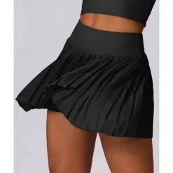 US Open Women's Solid Colored Tennis Skirts Tennis Skirts with Shorts Pleated Side Split Quick Dry Tennis Golf Pickleball Bottoms Black White Blue Tennis Clothing