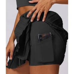 US Open Women's Solid Colored Tennis Skirts Tennis Skirts with Shorts Pleated Side Split Quick Dry Tennis Golf Pickleball Bottoms Black White Blue Tennis Clothing