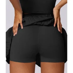 US Open Women's Solid Colored Tennis Skirts Tennis Skirts with Shorts Pleated Side Split Quick Dry Tennis Golf Pickleball Bottoms Black White Blue Tennis Clothing