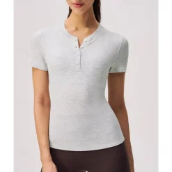 US Open Women's Solid Colored Tennis Tops Short Sleeve Buttons Moisture Wicking Tennis Pickleball V Neck Top Black White Blue Tennis Clothing