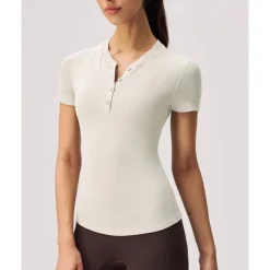 US Open Women's Solid Colored Tennis Tops Short Sleeve Buttons Moisture Wicking Tennis Pickleball V Neck Top Black White Blue Tennis Clothing