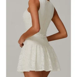 US Open Women's Solid Colored Tennis Dress with Built in Shorts and Bra Sports Dress Sleeveless Lace Breathable Tennis Pickleball Round Neck Dress Black White Sky Blue Lace Tennis Clothing