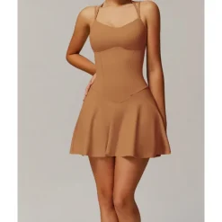 US Open Women's Solid Colored Tennis Dress with Built in Shorts and Bra Sports Dress Sleeveless Pocket Breathable Tennis Pickleball Round Neck Dress Black Ivory Dark Navy Tennis Clothing