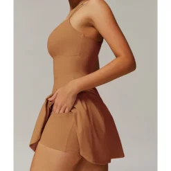 US Open Women's Solid Colored Tennis Dress with Built in Shorts and Bra Sports Dress Sleeveless Pocket Breathable Tennis Pickleball Round Neck Dress Black Ivory Dark Navy Tennis Clothing