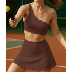 US Open Women's Solid Colored Tennis Set Sleeveless Split Quick Dry Breathable Tennis Pickleball Yoga One Shoulder Black White Dark Navy Tennis Clothing