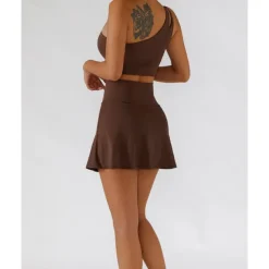 US Open Women's Solid Colored Tennis Set Sleeveless Split Quick Dry Breathable Tennis Pickleball Yoga One Shoulder Black White Dark Navy Tennis Clothing