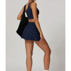 US Open Women's Solid Colored Tennis Set Sleeveless Split Quick Dry Breathable Tennis Pickleball Yoga One Shoulder Black White Dark Navy Tennis Clothing