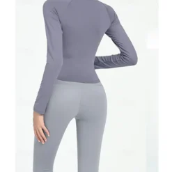 US Open Women's Solid Colored Tennis Top Long Sleeve Drawstring Zipper Breathable Tennis Pickleball Yoga Round Neck Top Black White Pink Tennis Clothing