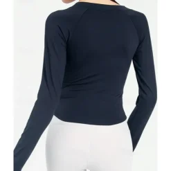 US Open Women's Solid Colored Tennis Top Long Sleeve Drawstring Zipper Breathable Tennis Pickleball Yoga Round Neck Top Black White Pink Tennis Clothing