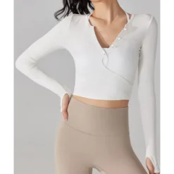 US Open Women's Solid Colored Tennis Top Long Sleeve Buttons Breathable Tennis Pickleball Running V Neck Top Black White Blue Spandex Tennis Clothing