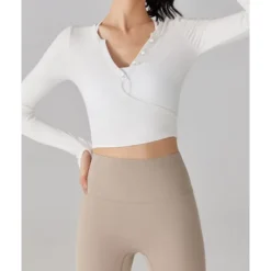 US Open Women's Solid Colored Tennis Top Long Sleeve Buttons Breathable Tennis Pickleball Running V Neck Top Black White Blue Spandex Tennis Clothing