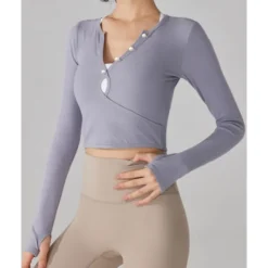 US Open Women's Solid Colored Tennis Top Long Sleeve Buttons Breathable Tennis Pickleball Running V Neck Top Black White Blue Spandex Tennis Clothing