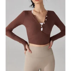 US Open Women's Solid Colored Tennis Top Long Sleeve Buttons Breathable Tennis Pickleball Running V Neck Top Black White Blue Spandex Tennis Clothing