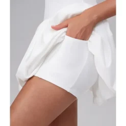 US Open Women's Solid Colored Tennis Dress with Built in Shorts and Bra Sports Dress Sleeveless Pleated Tennis Golf Pickleball U Neck Dress Black White Yellow Spandex Tennis Clothing