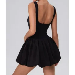 US Open Women's Solid Colored Tennis Dress with Built in Shorts and Bra Sports Dress Sleeveless Pleated Tennis Golf Pickleball U Neck Dress Black White Yellow Spandex Tennis Clothing