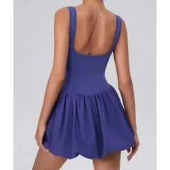 US Open Women's Solid Colored Tennis Dress with Built in Shorts and Bra Sports Dress Sleeveless Pleated Tennis Golf Pickleball U Neck Dress Black White Yellow Spandex Tennis Clothing