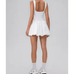 US Open Women's Solid Colored Tennis Dress with Built in Shorts and Bra Sports Dress Sleeveless Pleated Tennis Golf Pickleball U Neck Dress Black White Yellow Spandex Tennis Clothing