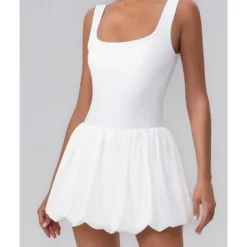 US Open Women's Solid Colored Tennis Dress with Built in Shorts and Bra Sports Dress Sleeveless Pleated Tennis Golf Pickleball U Neck Dress Black White Yellow Spandex Tennis Clothing