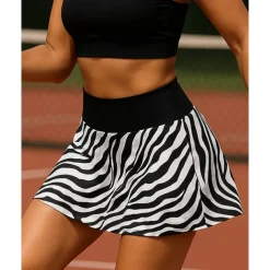 US Open Women's Zebra Tennis Skirts Pocket Reflective Strip Sweat-Wicking Moisture Wicking Breathable Tennis Golf Pickleball Black Tennis Clothing