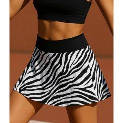 US Open Women's Zebra Tennis Skirts Pocket Reflective Strip Sweat-Wicking Moisture Wicking Breathable Tennis Golf Pickleball Black Tennis Clothing