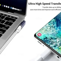 USB C Adapter,90 Degree Right Angle , Type C Male To Female Adapter Extender Support 100W Fast Charging 40Gbps Data Transfer 8K@60Hz Video Output For Laptops, Tablets, Mobile Phones