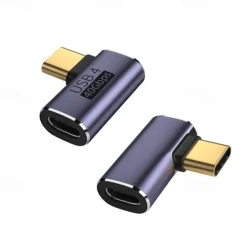 USB C Adapter,90 Degree Right Angle , Type C Male To Female Adapter Extender Support 100W Fast Charging 40Gbps Data Transfer 8K@60Hz Video Output For Laptops, Tablets, Mobile Phones