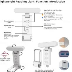 USB Clip Reading Light - Portable Folding LED Bookmark Light with Rechargeable Battery, Perfect for Living Room and Bedroom Lighting 1PC