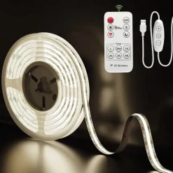 USB COB LED Strip Lights 5V 1-3m Dimmable 300led / m CRI85 with RF Remote Controller TV backlight Flexible Tape Lamp Under the Cabinet for DIY Lighting in Bedrooms Kitchens and Homes