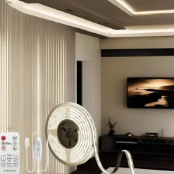 USB COB LED Strip Lights, Dimmable 1-3m TV Backlight 300 LEDs/m, CRI85 with RF Remote Control, Flexible Tape Light for DIY Bedroom, Kitchen, Under Cabinet Lighting