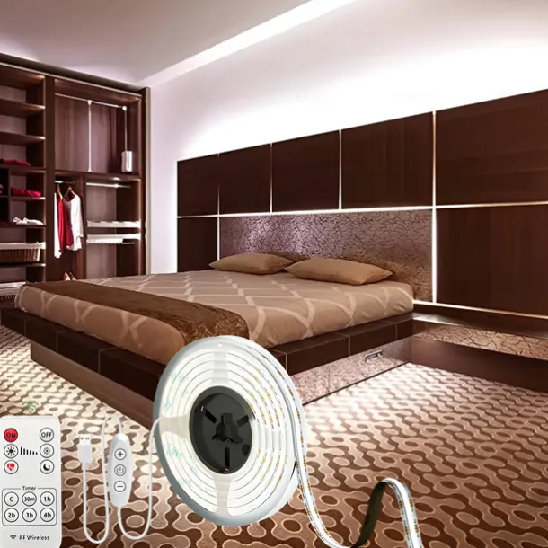 USB COB LED Strip Lights, Dimmable 1-3m TV Backlight 300 LEDs/m, CRI85 with RF Remote Control, Flexible Tape Light for DIY Bedroom, Kitchen, Under Cabinet Lighting