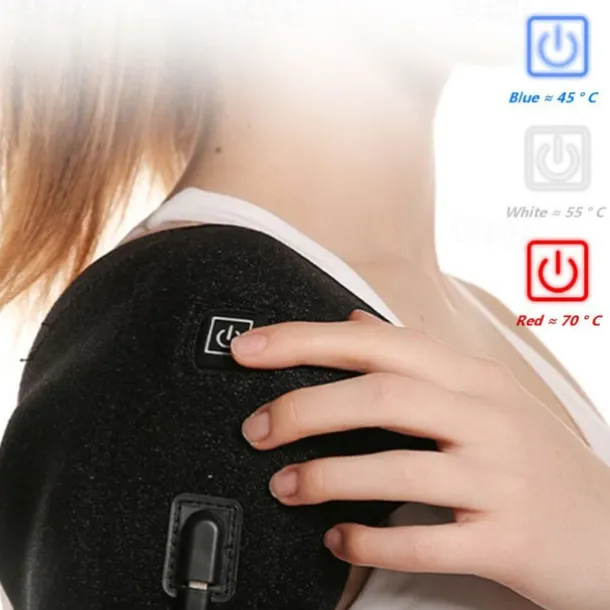 USB Electronic Heated Shoulder Wrap Men Women Adjustable Heating Pad Shoulder Support Brace Hot Therapy Pain Relief Recovery