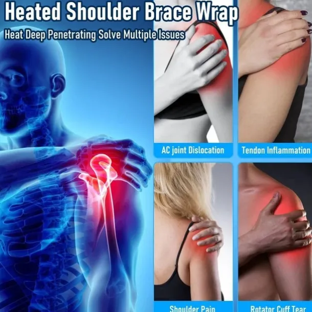 USB Electronic Heated Shoulder Wrap Men Women Adjustable Heating Pad Shoulder Support Brace Hot Therapy Pain Relief Recovery