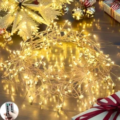 USB Firecracker String Lights with Remote Control, 100/200 LED Copper Wire Fairy Lights for Christmas, Weddings, and Home Decor