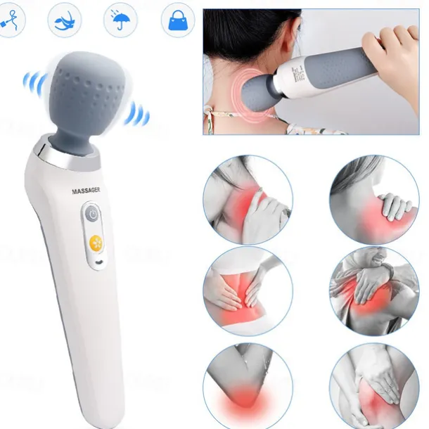 USB Handheld Electric Wand Massager High Frequency Vibration Body Neck Back Muscle Relax Vibrating Deep Tissue Massage Machine