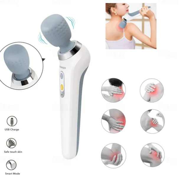 USB Handheld Electric Wand Massager High Frequency Vibration Body Neck Back Muscle Relax Vibrating Deep Tissue Massage Machine