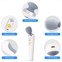 USB Handheld Electric Wand Massager High Frequency Vibration Body Neck Back Muscle Relax Vibrating Deep Tissue Massage Machine