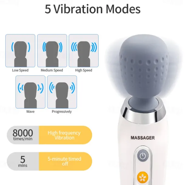 USB Handheld Electric Wand Massager High Frequency Vibration Body Neck Back Muscle Relax Vibrating Deep Tissue Massage Machine