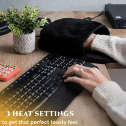 USB Heated Mouse Pad Hand Warmer 3 Temperatures/Time Limits Controller Included Works with All PC Mice Makes a Great Gift