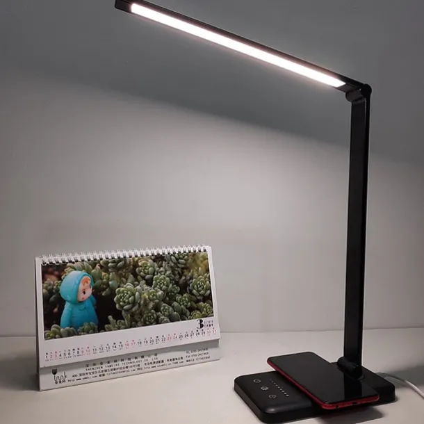 USB LED Desk Lamp Light Eye Protection Mobile phone Wireless Charger Charging Port Study Room Office DC 5V 5 Stop Brightness Adjustment