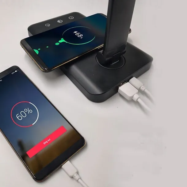 USB LED Desk Lamp Light Eye Protection Mobile phone Wireless Charger Charging Port Study Room Office DC 5V 5 Stop Brightness Adjustment