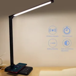 USB LED Desk Lamp Light Eye Protection Mobile phone Wireless Charger Charging Port Study Room Office DC 5V 5 Stop Brightness Adjustment