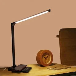 USB LED Desk Lamp Light Eye Protection Mobile phone Wireless Charger Charging Port Study Room Office DC 5V 5 Stop Brightness Adjustment