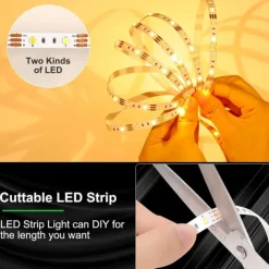 USB LED Strip Light 3 Colors for TV 1-5M USB 5V Flexible Light Strip with Self-adhesive Dimmable Dual Color LED light Strip 2800K-6500K Warm White to Daylight Suitable for Stairs Wardrobes Kitchens Mirrors
