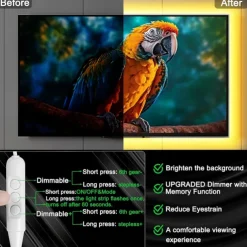 USB LED Strip Light 3 Colors for TV 1-5M USB 5V Flexible Light Strip with Self-adhesive Dimmable Dual Color LED light Strip 2800K-6500K Warm White to Daylight Suitable for Stairs Wardrobes Kitchens Mirrors