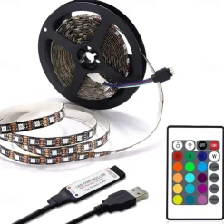 USB LED Strip Light with Remote Control RGB Flexible Strip Light Multicolor for Desk Decor Screen TV Background Lighting